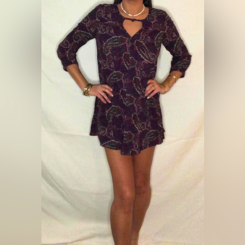 Purple Paisley Patterned Spring Summer Dress